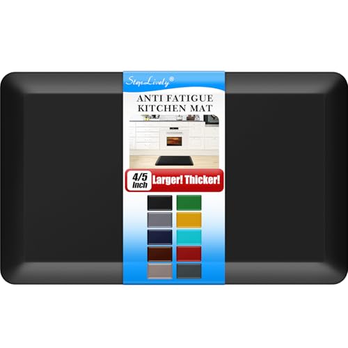 4/5 Inch Thick Kitchen Mat - Cushioned Anti Fatigue Mat for Kitchen Floor - color: Black, size: 24"L x 17"W x 0.8"Th