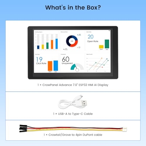 ELECROW 7" ESP32 Display 800×480, HMI IPS AI Touch Screen with Acrylic Case