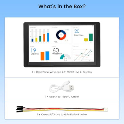 ELECROW 7" ESP32 Display 800×480, HMI IPS AI Touch Screen with Acrylic Case