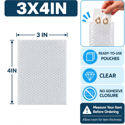 200PCS 3x4" Clear Bubble Pouches Wrap,Double Wall Cushioned Wrap,Shockproof - size: 3X4''-200PCS