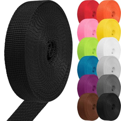 Polypropylene Webbing 1 Inch 1.5 Inch Poly Strapping - color: Black, size: 1.5 inch x 20 yards