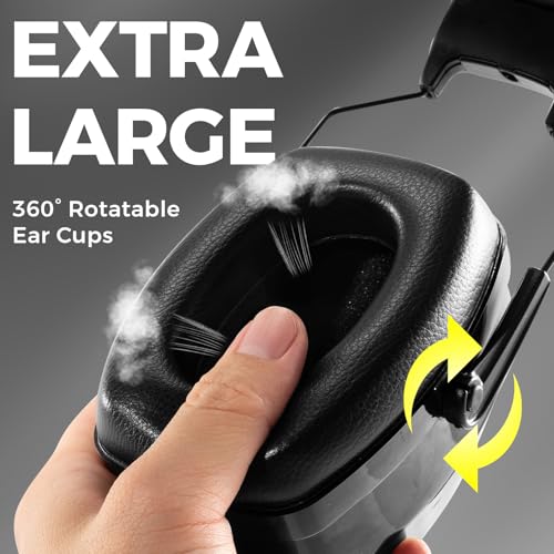 ProCase Extra Large SNR 37dB Hearing Protection Ear Muffs - color: Black
