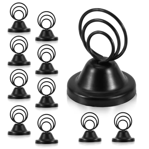 NQEUEPN 12Pcs Table Number Holders, Metal Black Finish Wire Picture Stands