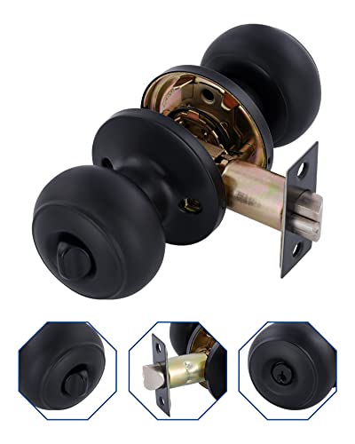 All Keyed Identical Deadbolt Door knob Single Cylinder Deadbolt Lock Combo Set, Classic Matte Black Exterior Door Knobs with Deadbolt Entrance and Front Door Lock - color: Black Keyed Alike 1DB, size: 1