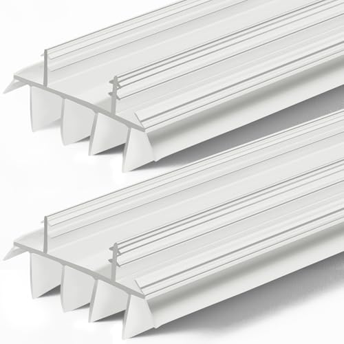 Pushglossy 2 Pcs Door Bottom Seal with Vinyl Fins Threshold Strip,White - color: White