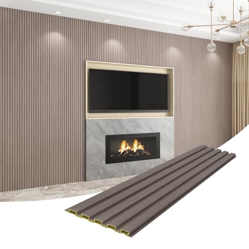 Slat Wall Panel 8-Pack, 108’’x6.3’’, Smoky Oak - size: 108’’x6.3’’-Smoky Oak
