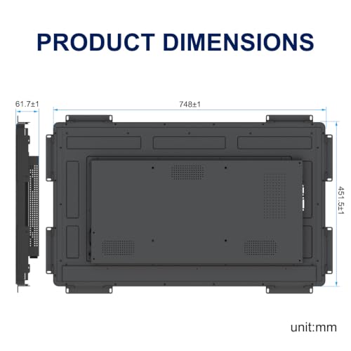 FHD Industrial Touch Display, 32 Inch Open Frame Capacitive Touch Monitor, Commercial Touch Screen Display with HD-MI VGA Ports, Large Open Frame Design Touch Screen - size: 32.0