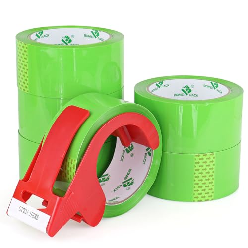 BOMEI PACK Light Green Packing Tape, Heavy Duty Packaging Carton Tape for Shipping Packaing Moving Sealing, 1.88 Inch Wide, 2.5mil Thickness, 60 Yards Per Roll, 6 Rolls - color: light green
