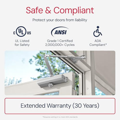 Lawrence Medium/Heavy Duty Door Closer Commercial Grade 1 - style: Aluminum (AL)
