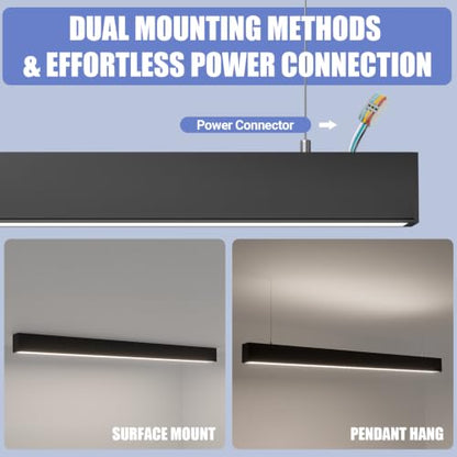 4FT LED Linear Light,50/45/40/35/30W Up and Down Light,3/4/5000K - color: Black, size: 4FT4P