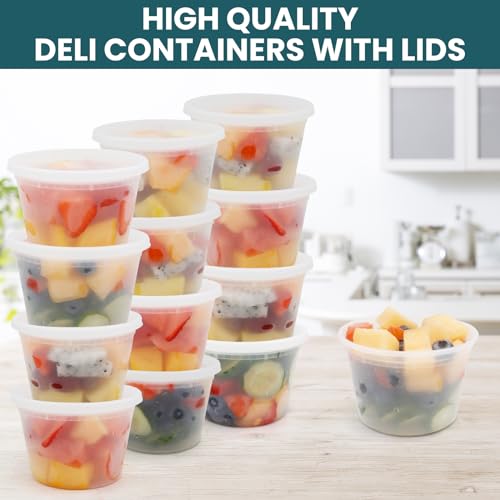 Deli Containers with Lids 16 oz - Disposable Soup Containers with Lids 48 Sets - Plastic Containers with Lid, Food Storage Containers with Lids, BPA Free/Microwave/Freezer/Dishwasher Safe - size: 16oz-48pc