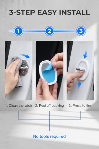 4 PCS Car Door Latch Guard, Silicone Car Door Latch Covers, White - color: White