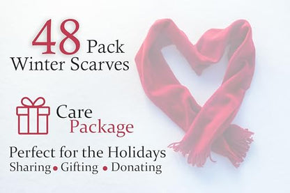 48 Pack Winter Scarves, Warm Winter Fleece Scarf Bulk Wholesale Donation Unisex Men Women - color: Assorted