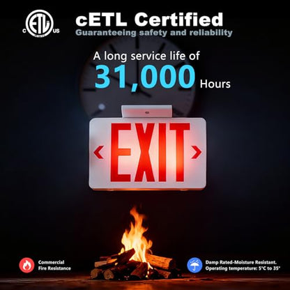 LED Exit Sign with Emergency Light,Double-Sided&Battery Backup 2Pack - size: EM114-2Pack
