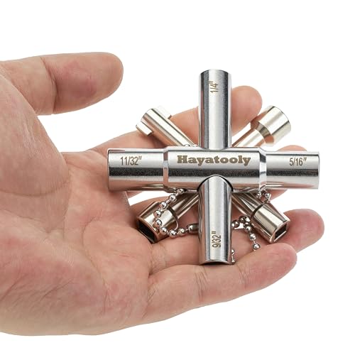 4-Way Sillcock Key, 2-Pack 40Cr Water Key, Multi-Functional & Utility Wrench, Shut Off Tool for 1/4", 9/32", 5/16", 11/32" Valve, Spigot & Electric Meter, Ideal for Home, Public & Commercial