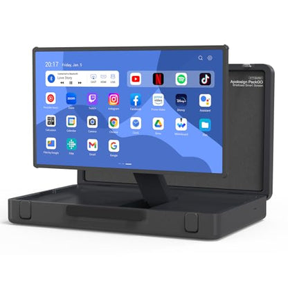 apolosign packgo 27-Inch Portable Entertainment System, Compact Suitcase Design Smart TV, Android OS, Bluetooth 3D Speakers, Built-in Battery 6H, Briefcase Screen Perfect for Travel & Parties (Gray) - color: Gray