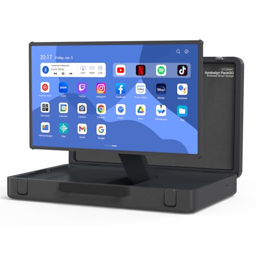 apolosign packgo 27-Inch Portable Entertainment System, Compact Suitcase Design Smart TV, Android OS, Bluetooth 3D Speakers, Built-in Battery 6H, Briefcase Screen Perfect for Travel & Parties (Gray) - color: Gray