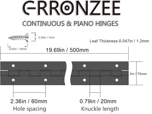 2 PCS Piano Hinge 20 Inch x 3 Inch Heavy Duty Stainless Steel Piano Hinge - color: Silver, size: 20" Long x 3" Overall Width