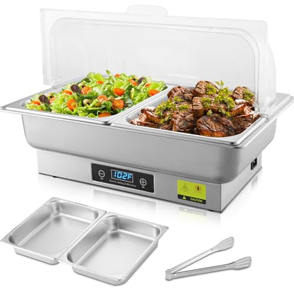 Electric Chafing Dish Buffet Server Set with Button Panel Control - size: 604-Dual Pan