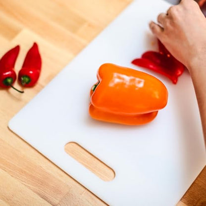 Dexas NSF Polysafe Cutting Board with Handle, 11 by 14.5 inches, White - size: 11"L x 14.5"W, style: Flat