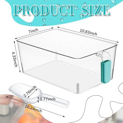 Havawish Ice Storage Bin and Flexible Scoop Set Plastic Freezer Bin - color: Blue, size: 10.83 x 7 x 4.33 in, style: Classic