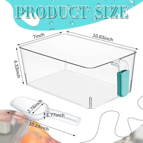 Havawish Ice Storage Bin and Flexible Scoop Set Plastic Freezer Bin - color: Blue, size: 10.83 x 7 x 4.33 in, style: Classic