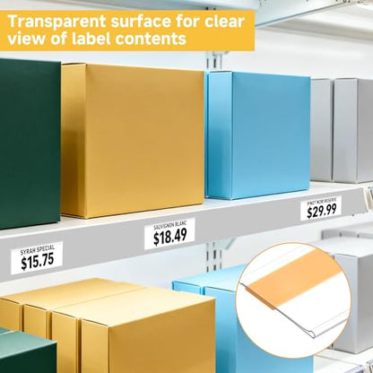 50 Pcs Shelf Label Strips, 1.5" x 48" Self Adhesive Label Holder, Clear - color: clear