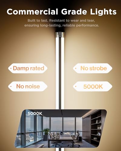 Sunco 6 Pack 4 Foot LED Shop Light, White Endcaps, 5000K, Linkable