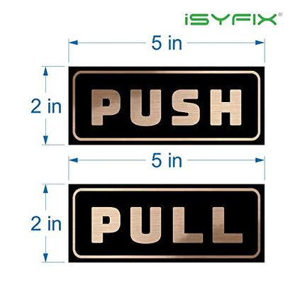 iSYFIX Push Pull Stickers Sign, 5x2 Inch, 2 Pack, Brushed Gold/Black - color: Brushed Gold / Black, size: Horizontal 2x5