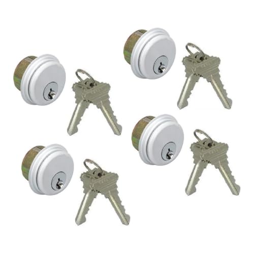 Pacific Doorware Commercial Mortise Cylinder Lock - Aluminum Silver, 4 Pack - color: Aluminum Silver, size: 4 Pack, style: Keyed Cylinder