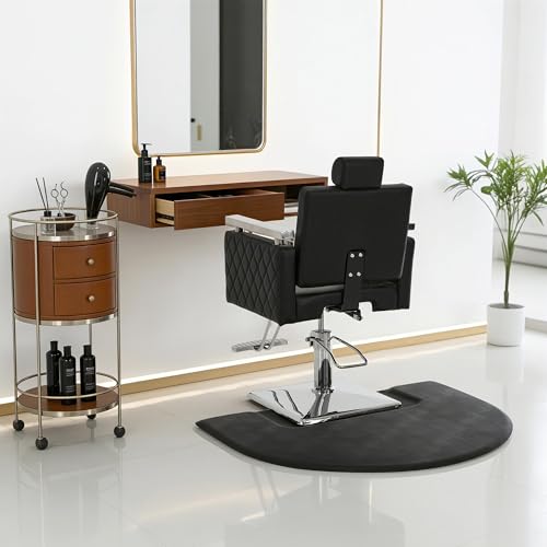 BarberPub 3'x4'x5/8" Anti-Fatigue Salon Mat, PU, Square Base 0075 - color: Black - Pu Foam