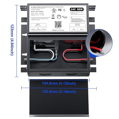96W Dimmable LED Driver 24V, Compatible with Lutron&Leviton Dimmer - size: 96W24V with junction box