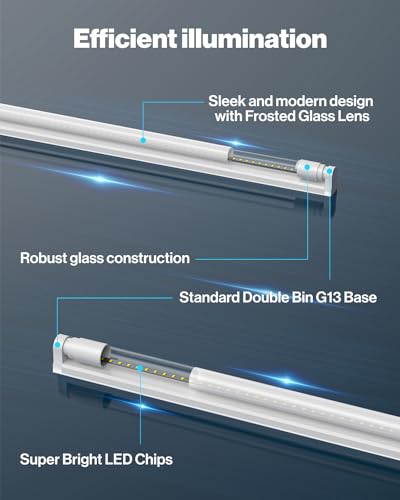 Sunco 30 Pack 4 Foot T8 LED Tube Light Bulbs, 5000K, 20W, Hybrid A+B - size: 30 Pack