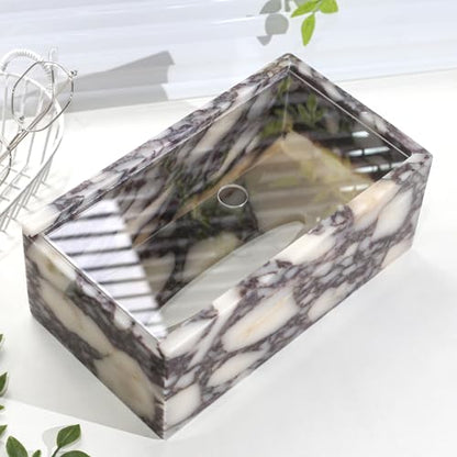 DUANYAN Luxury Marble Tissue Box Cover, Calacatta Marble Tissue Box Holder - color: Calacatta Viola