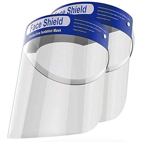 Dearskin 2 Pcs Reusable Face Shield, Plastic Safety Face Shield Adjustable Transparent Full Face Anti-Spitting Protective Mask Hat Protect Eyes and Face Protection (2 Pack) - size: 2 Count (Pack of 1)