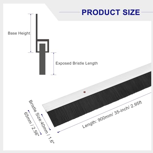 uxcell Door Brush Bottom Sweep H-Shape Aluminum Alloy Base with 1.6-inch PP Brush for Home, Industrial (35-inch L, Silver) - color: Silver, size: 35-inch x 1.6-inch