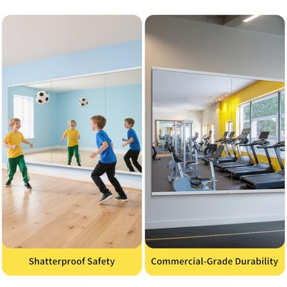48x24 in Home Gym Mirrors, 2-Pack,Frameless,Wall Mounted - size: 48"x24"x2PCS