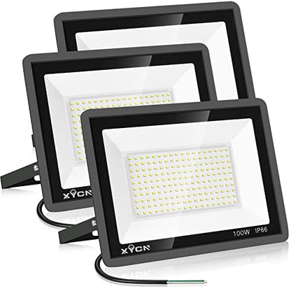 XYCN 3 Pack 100W LED Flood Light, IP66 Waterproof Outside Flood Light, 11500LM Super Bright Outdoor Security Lights, 5000K Daylight White Floodlight for Yard Garden Playground Basketball Court Patio - color: 100W 3pack led flood light