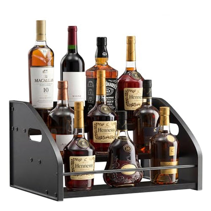 Countertop Liquor Bottle Organizer Shelf, 3-Tier - color: 3-Tier Black