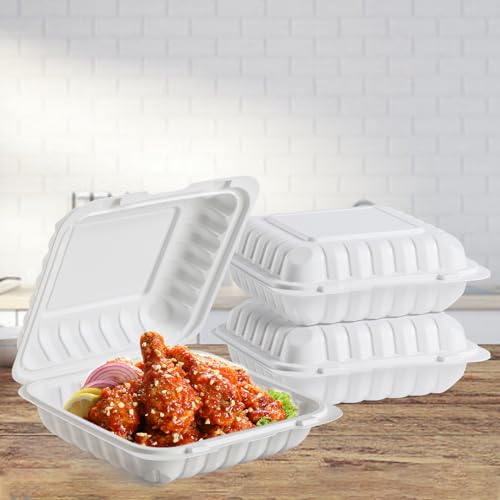 White To Go Containers 8" 34 oz 55 Pack - Shrink Wrap Ready to Use - size: 8 inch 34 oz