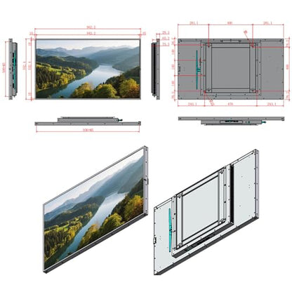 43inch Wall Mount Digital Signage, 4K 2000nits High Brightness Advertising Display, Slim Fit Frameless Digital Kiosk, CMS/Plug & Play Auto Play, 7/24 Timer Switch, Smart Split Screen Play - size: 43"+2000nits