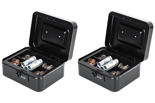 KYODOLED Small Metal Combination Lock Box for Cash and Medication, 2 Pack - color: Black (Pack of 2), size: Medium