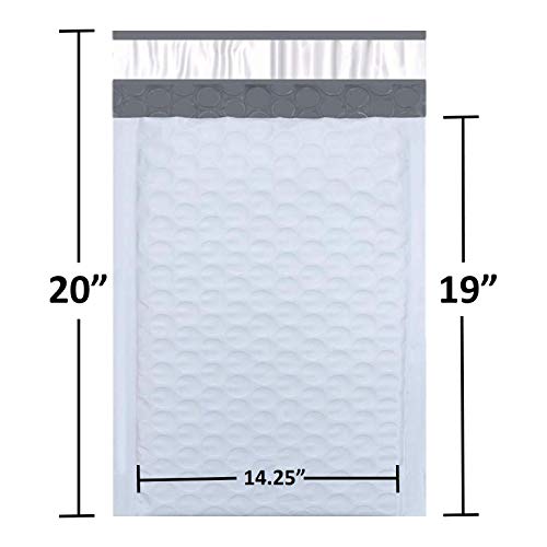 SALES4LESS #7 Poly Bubble Mailers 14.25X20 Inches Shipping Padded Envelopes Self Seal Waterproof Cushioned Mailer 10 Pack (PBMVR_14.25X20-10), White - size: 14.25x20 Pack of 10