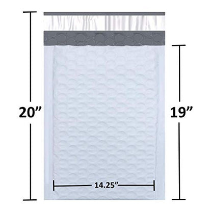 SALES4LESS #7 Poly Bubble Mailers 14.25X20 Inches Shipping Padded Envelopes Self Seal Waterproof Cushioned Mailer 10 Pack (PBMVR_14.25X20-10), White - size: 14.25x20 Pack of 10
