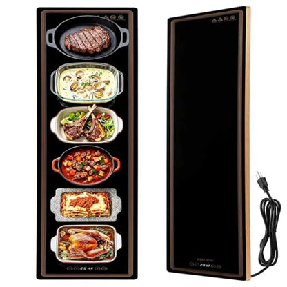 Electric Warming Tray for Buffet Party, 51"x12", Tempered Glass Food Warmer - size: 51x12 Inch