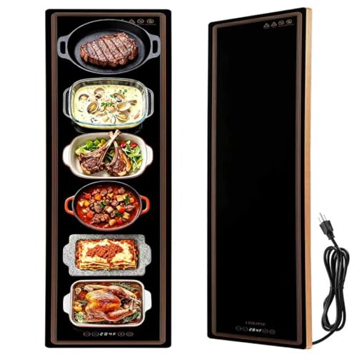 Electric Warming Tray for Buffet Party, 51"x12", Tempered Glass Food Warmer - size: 51x12 Inch