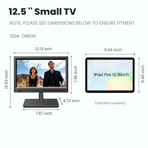 12.5inch small Portable TV,Essential for Bedroom/Kitchen/Camping,Support HDMI/USB input,Built-in speakers,lightweight and easy to carry,Suitable for small spaces(NO with WiFi/Bluetooth/Satellite)