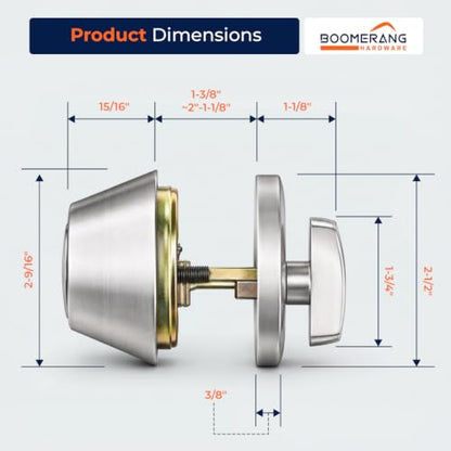 Boomerang DB7431 Heavy-Duty Designer Commercial Deadbolt Lock, 6-Pin - color: Satin Chrome (US26D), style: 6 Pin Cylinder