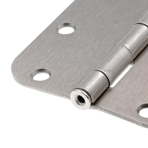 Prime-Line U 1156853 Door Hinge Commercial Smooth Pivot 2 Ball Bearing, 3-1/2 in. x 3-1/2 in. with 5/8 in. Radius Corners, 3 Holes per Leaf with Screws, Satin Nickel Finish, .122 in. Gauge (3 Pack)