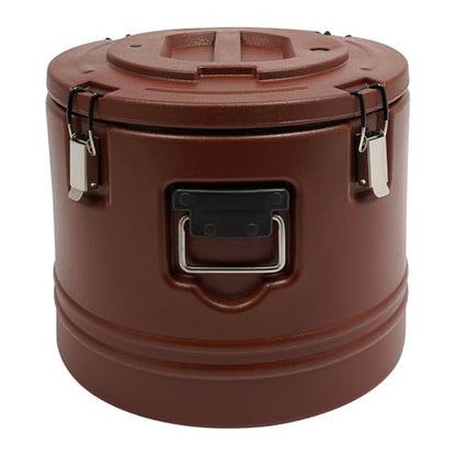 30L/7.9 Gal Insulated Soup Carrier, Stainless Steel Insulated Soup Container Bucket Hot & Cold Thermal Bucket with Lid Commercial Food Warmer for Parties Picnics Cafes Restaurants - color: Brown, size: 30L/7.9 Gal